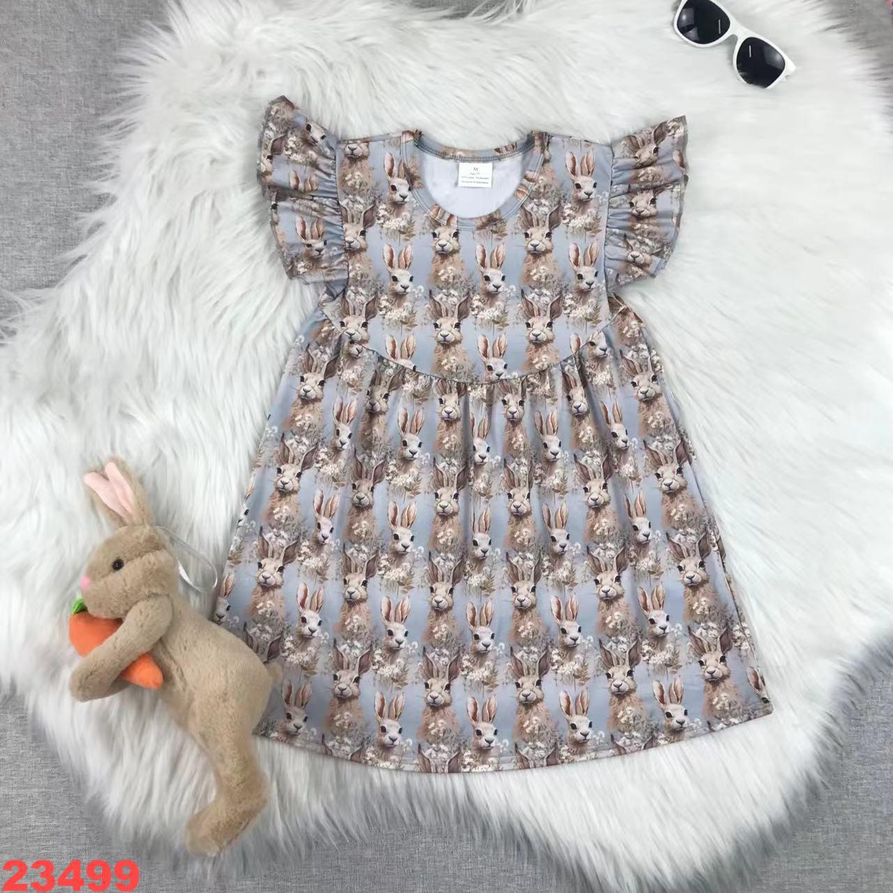 Rabbit Print Flutter Sleeve Dress
