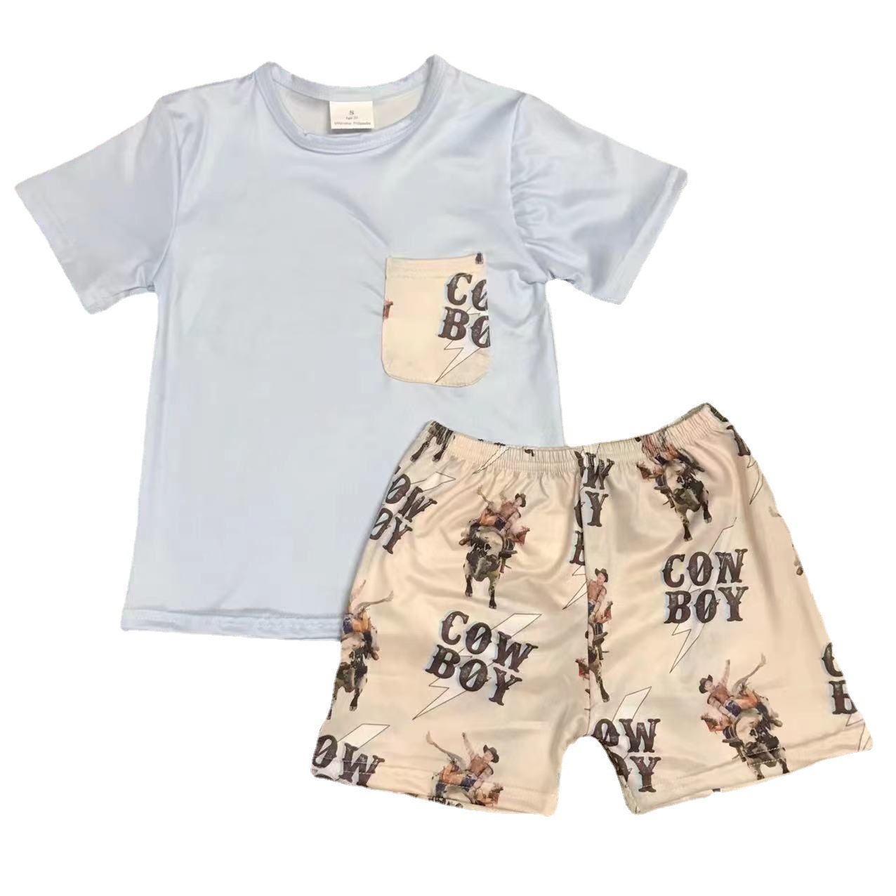 Kids Cowboy-Themed Short Sleeve Set