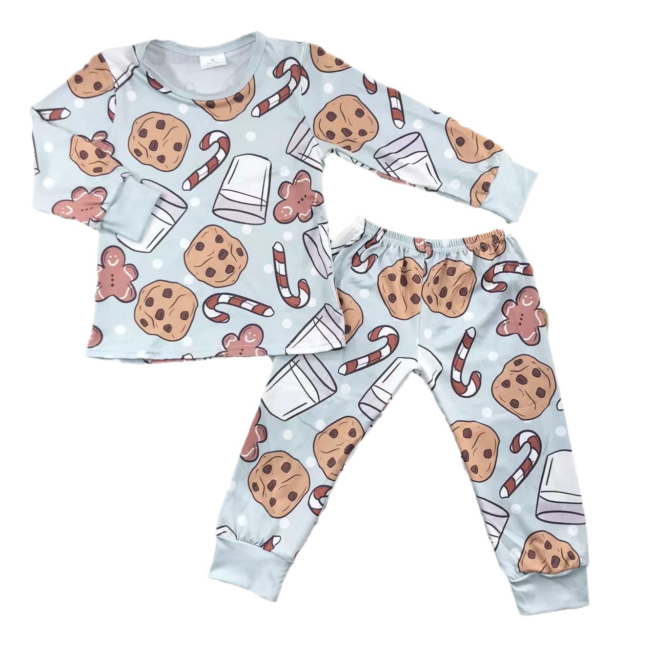 Festive Cookie and Milk Long Sleeve Pajama Set