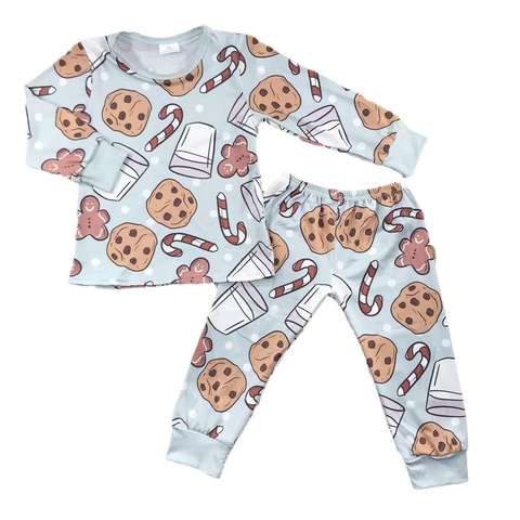 Festive Cookie and Milk Long Sleeve Pajama Set