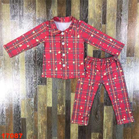 Children's Red Plaid Long Sleeve Pajama Set