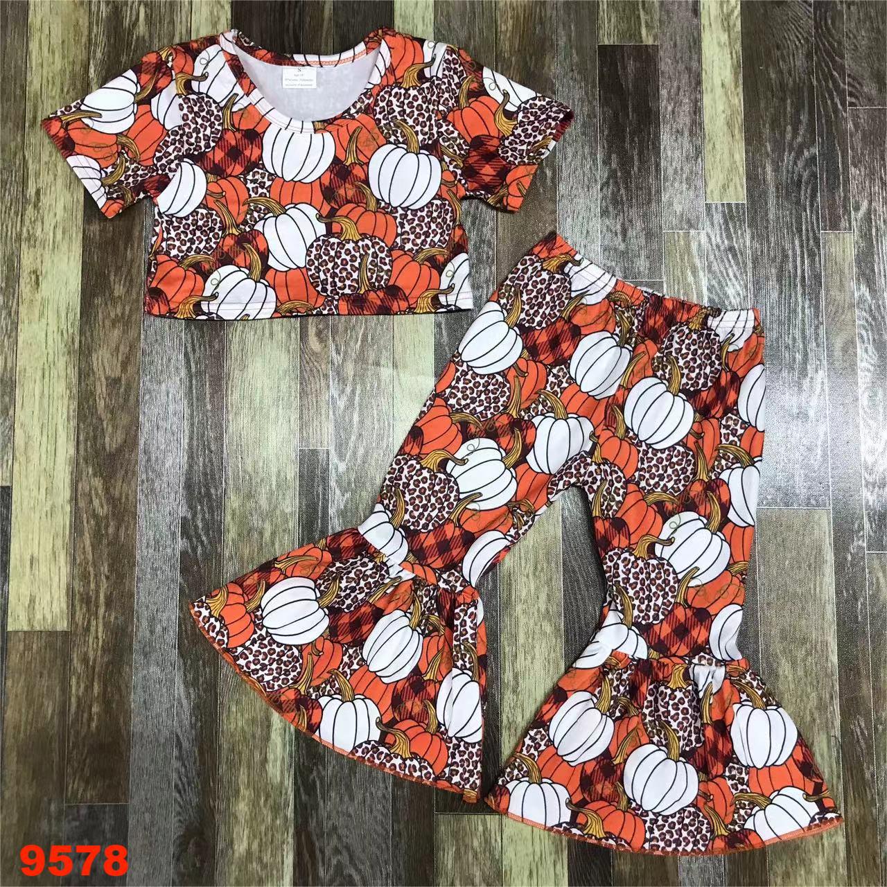 Girls' Pumpkin Patterned Outfit Set
