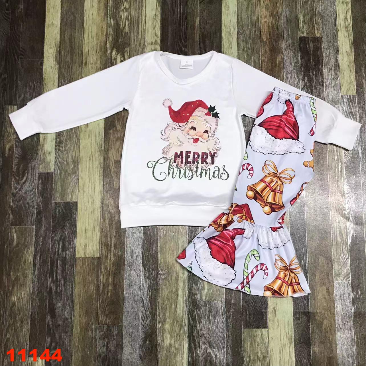Christmas Themed Long Sleeve Top and Printed Pants Set
