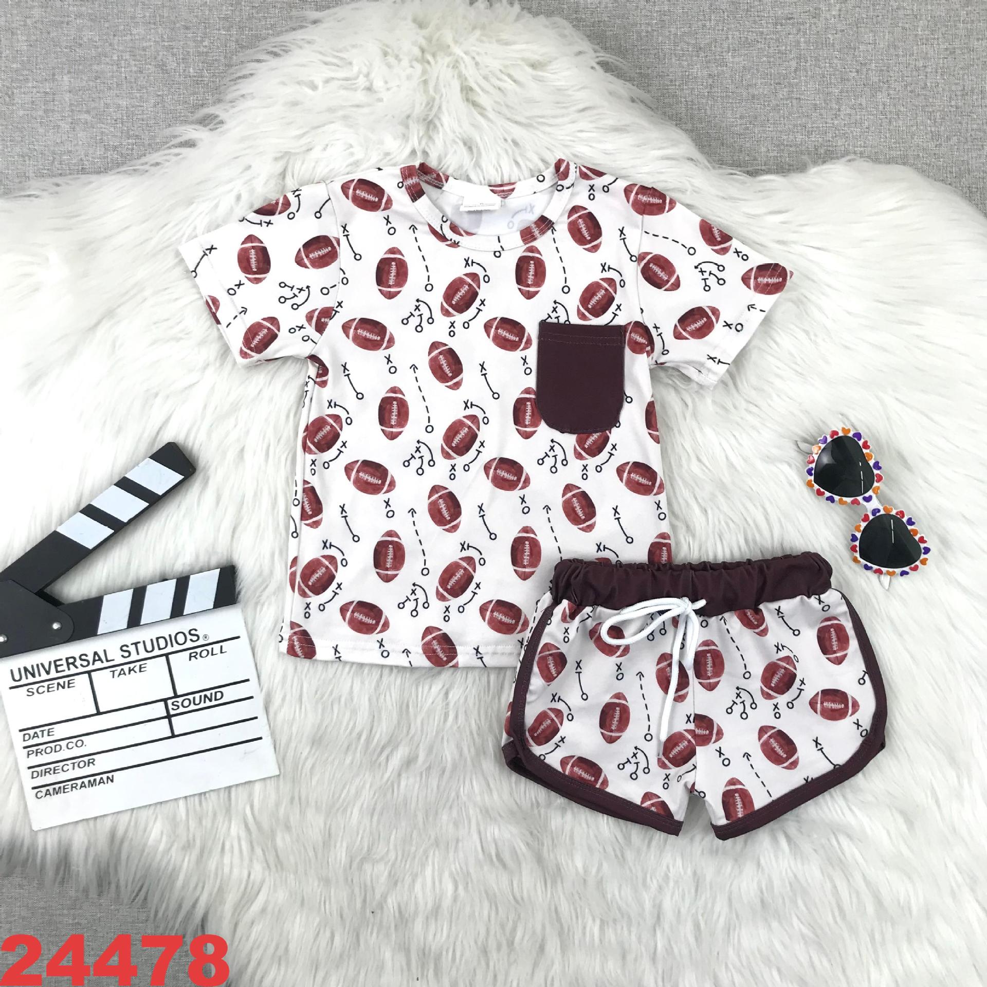 Football Print Short Sleeve Set