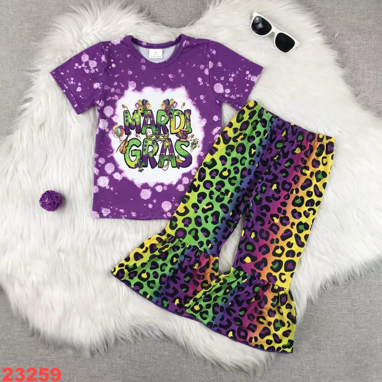 Mardi Gras Tie-Dye Children's Short Sleeve Set