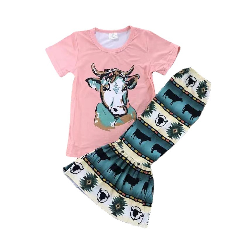 Pink Cow Print Short Sleeve Set