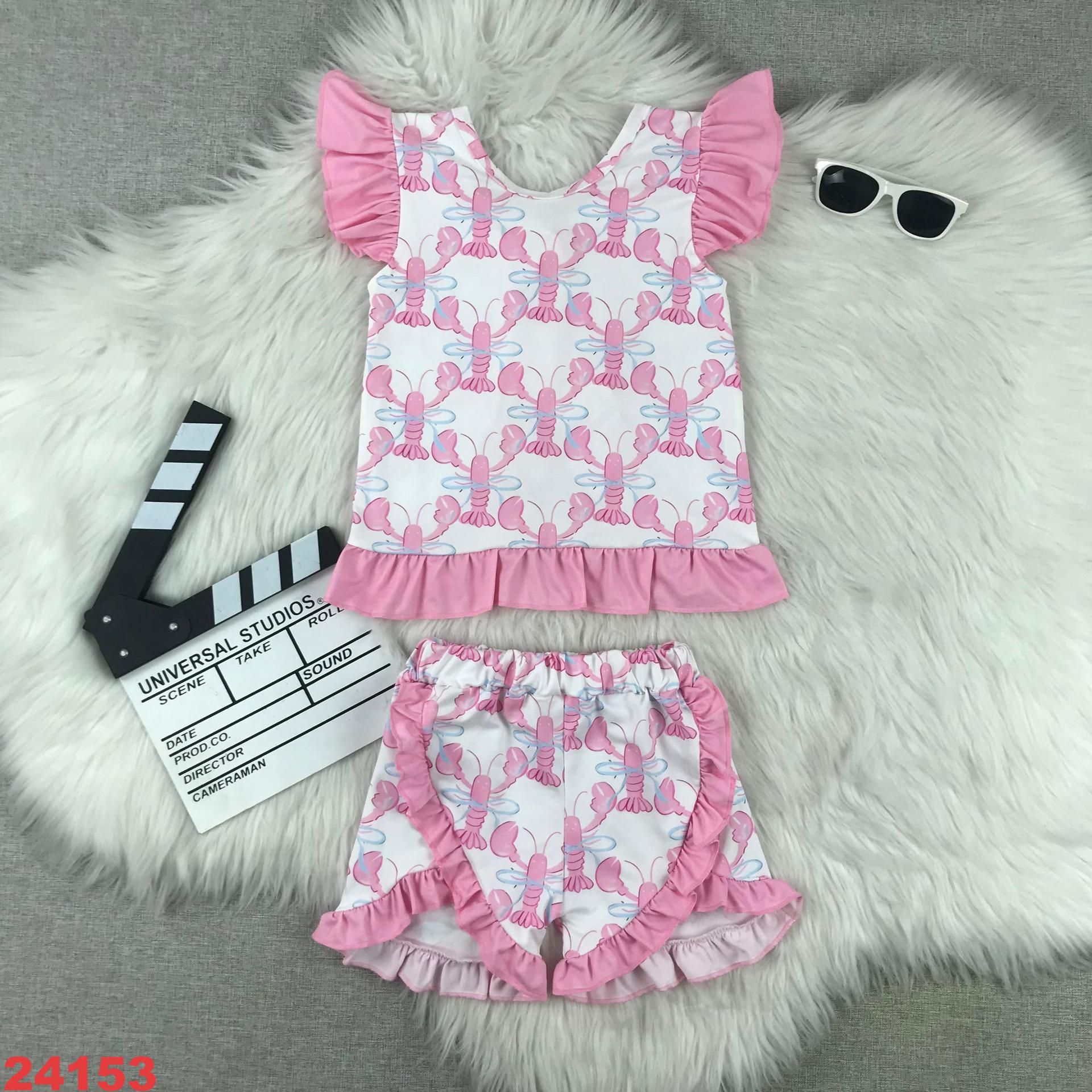 Pink Lobster Print Short Sleeve Set
