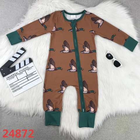 Duck-Print Long Sleeve Romper for Kids