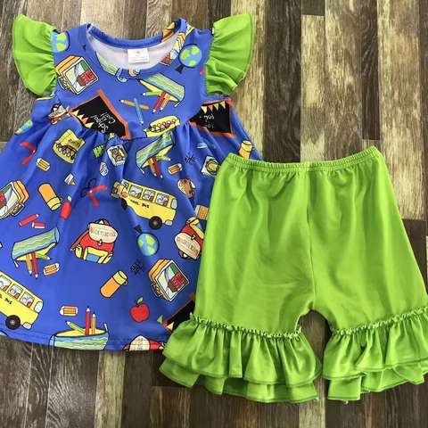 Back-to-School Ruffle Sleeve Outfit with Shorts