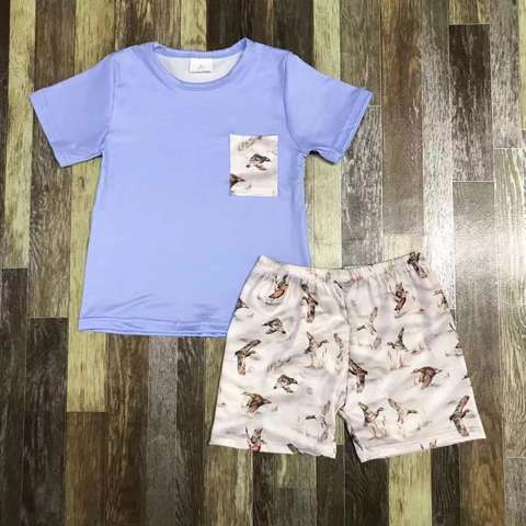 Children's Bird Print Short Sleeve Set