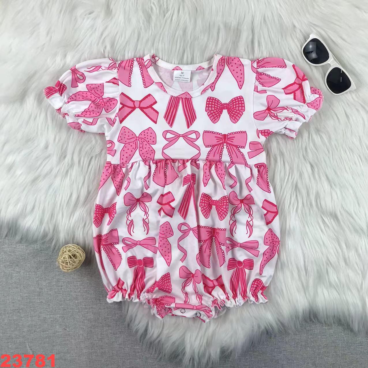 Pink Bow Patterned Romper