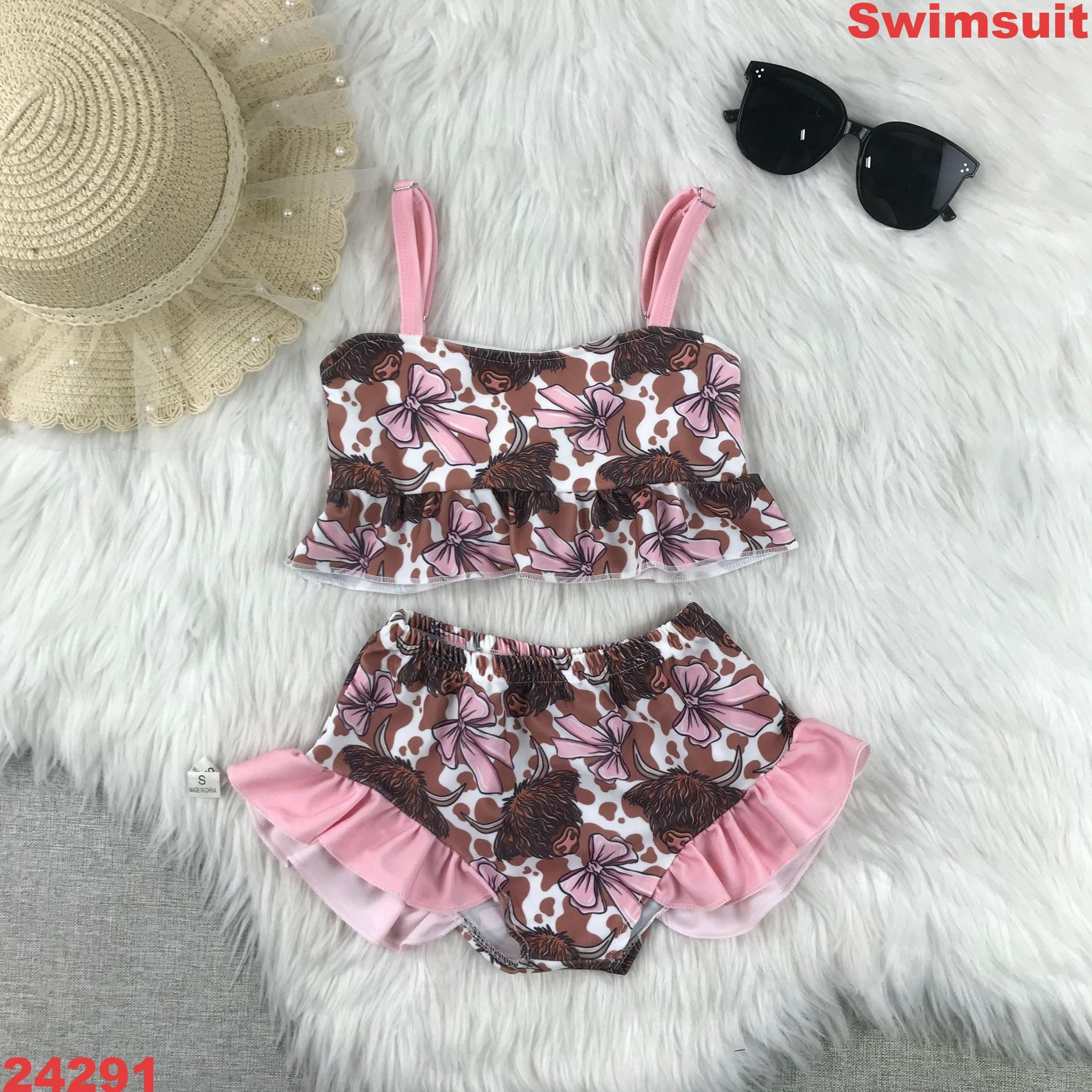 Floral Printed Two-Piece Swimsuit for Girls