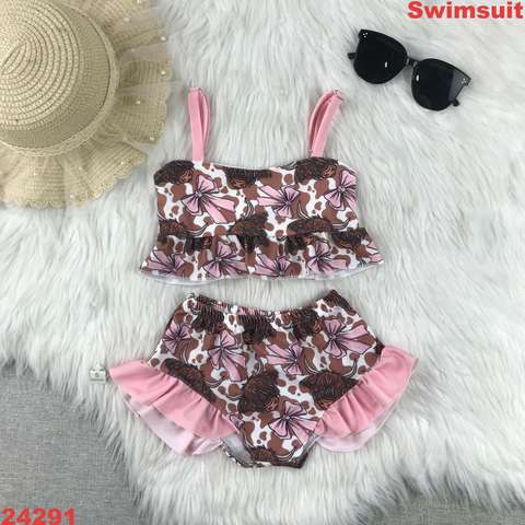 Floral Printed Two-Piece Swimsuit for Girls