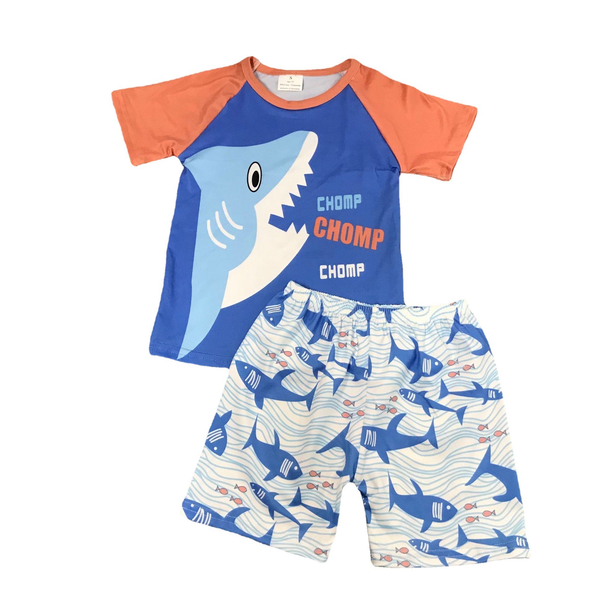 Shark-Themed Short Sleeve Shirt and Shorts Set