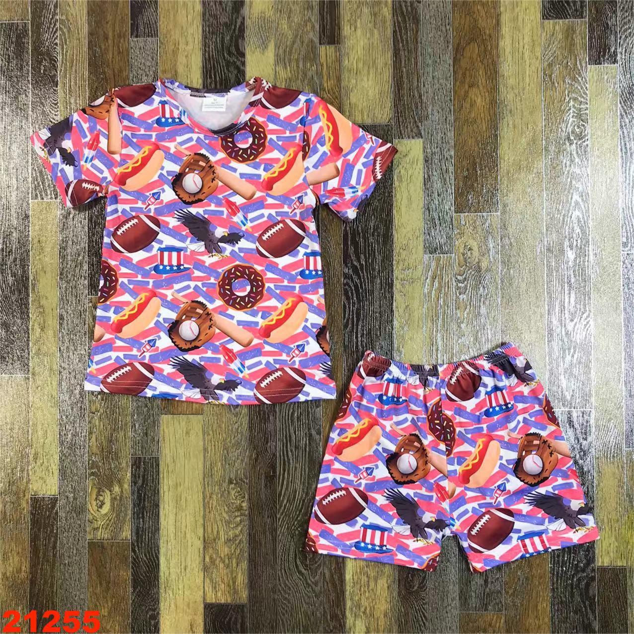 Children's Short Sleeve Top and Shorts Set - Fun Printed Design