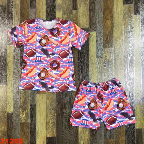 Children's Short Sleeve Top and Shorts Set - Fun Printed Design