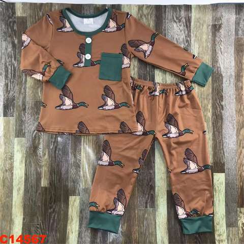 Duck Print Long Sleeve Pajama Set