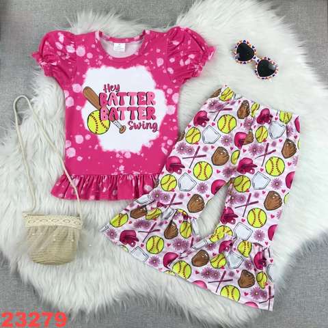 Hey Batter Batter Swing Printed Short Sleeve and Pants Set
