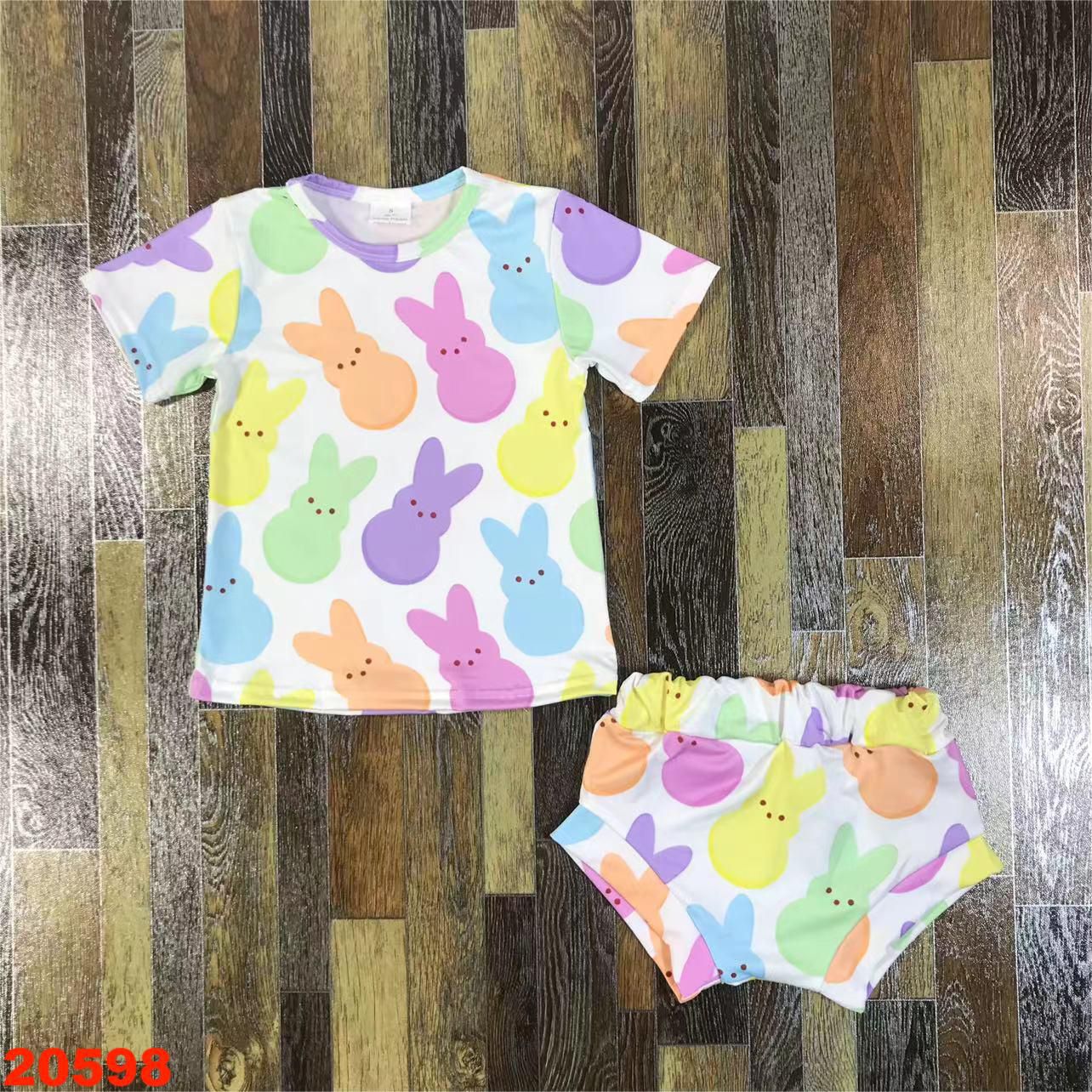 Colorful Bunny T-Shirt and Shorts Set