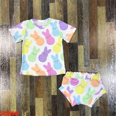 Colorful Bunny T-Shirt and Shorts Set