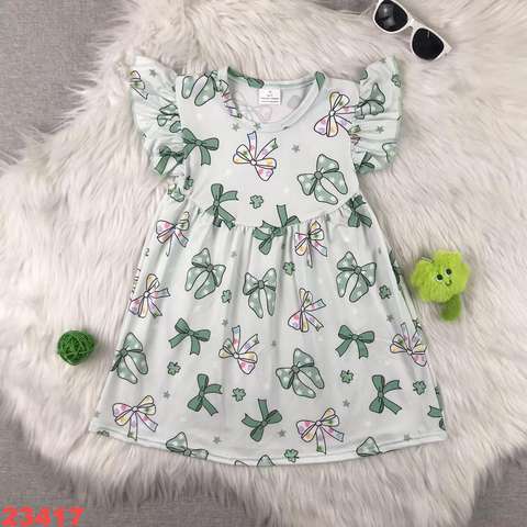 Mint Bow Print Dress