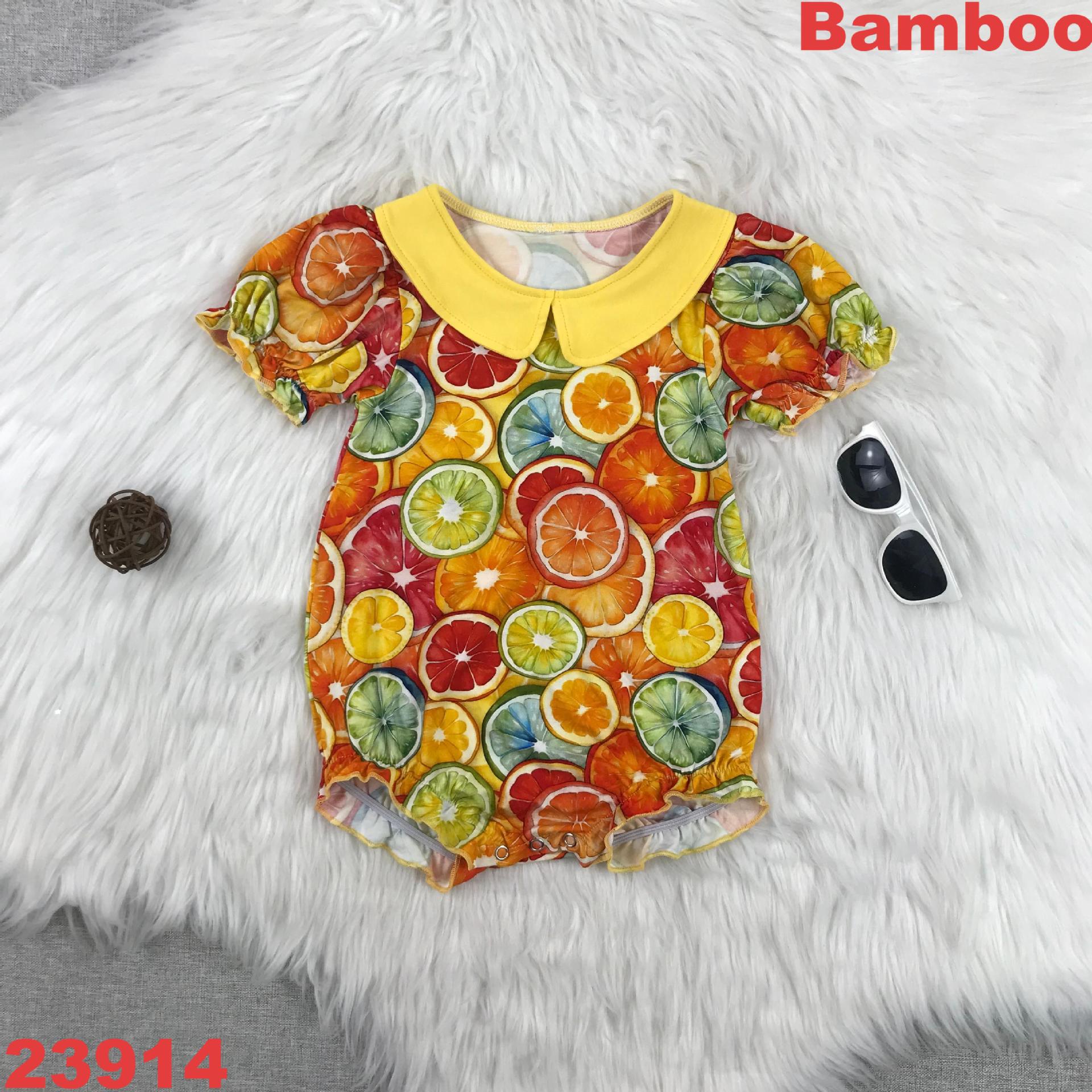 Fruit Print Baby Romper with Collar