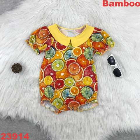 Fruit Print Baby Romper with Collar