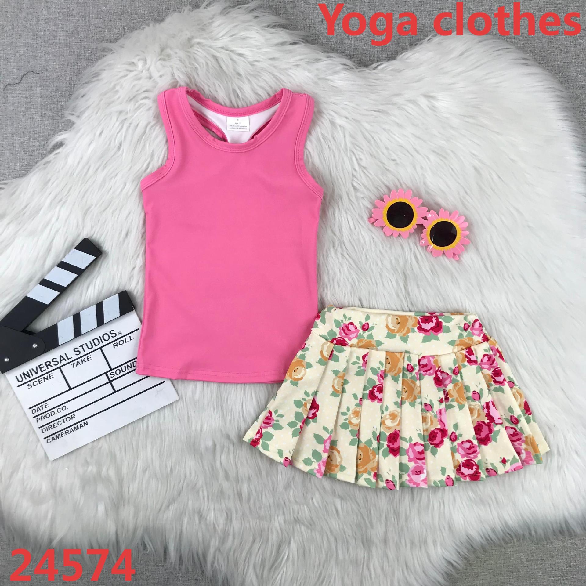 Floral Skirt and Pink Top Set