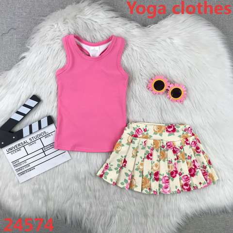 Floral Skirt and Pink Top Set