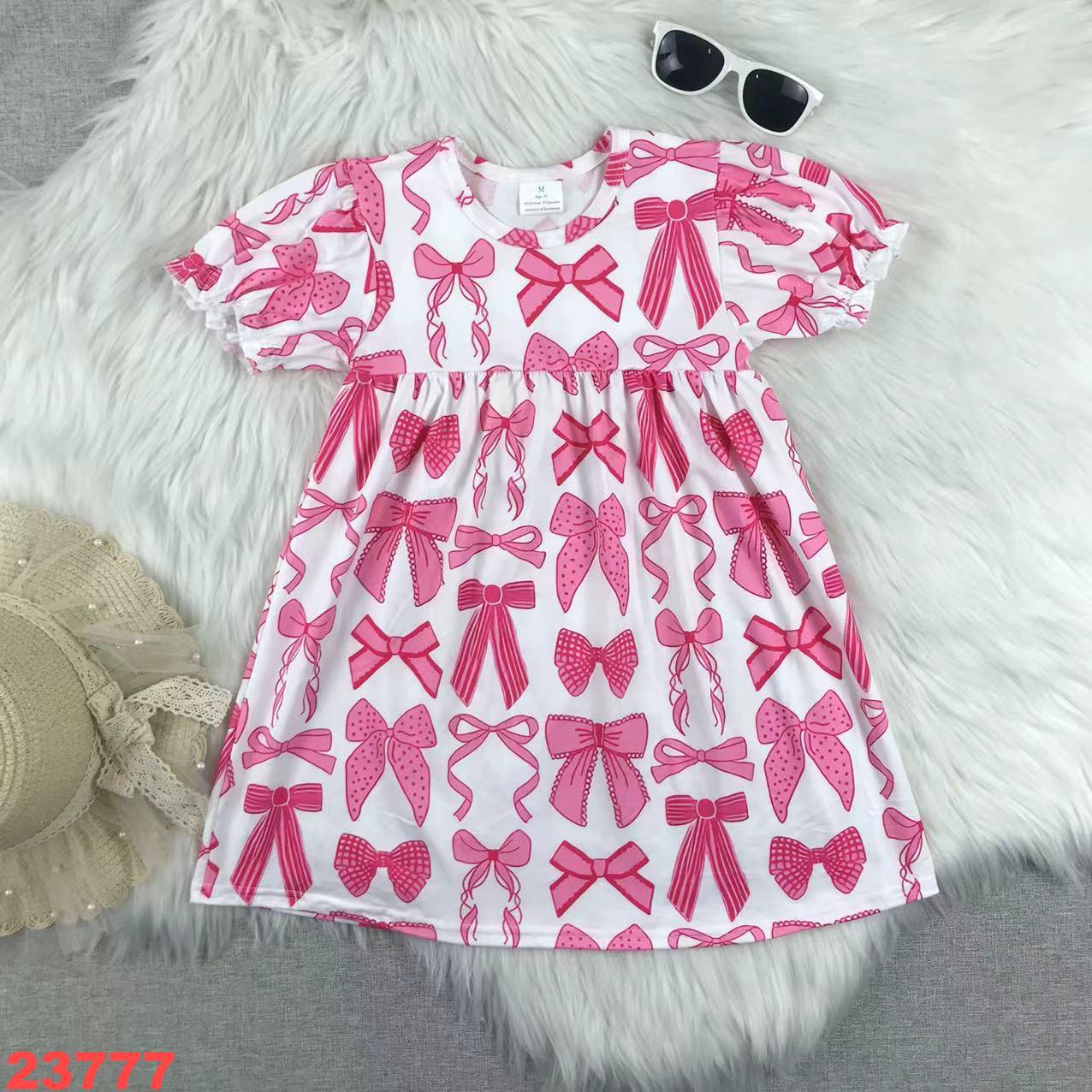 Pink Bow Patterned Children's Dress
