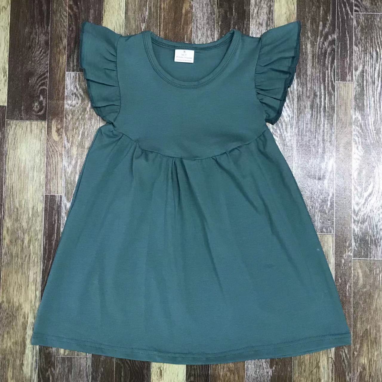 Green Ruffled Sleeve Dress for Kids