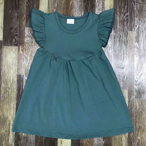 Green Ruffled Sleeve Dress for Kids