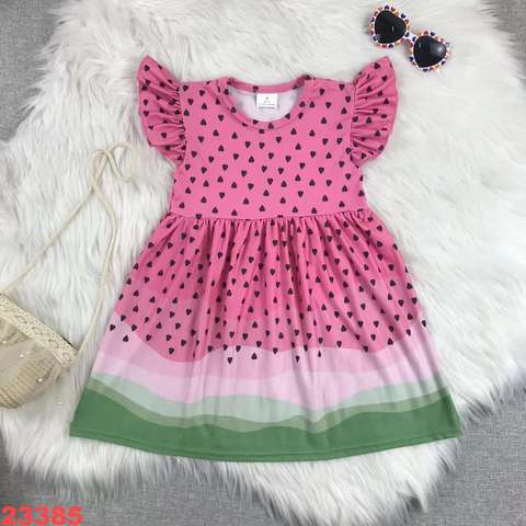 Watermelon Print Pink Dress for Kids