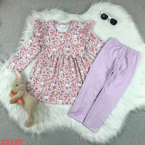 Adorable Bunny Print Long Sleeve Set