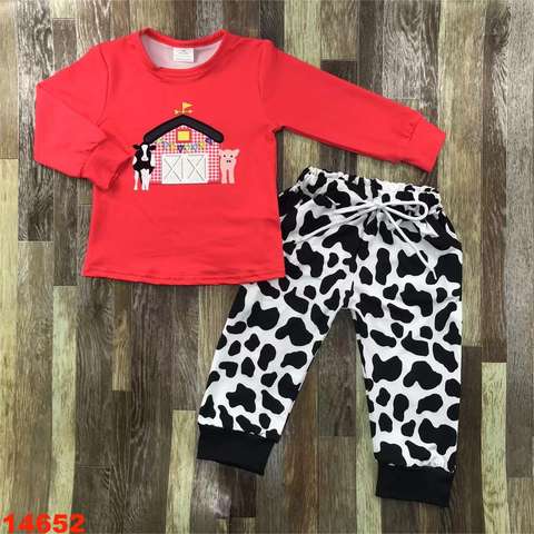 Kids' Farm Print Long Sleeve Outfit