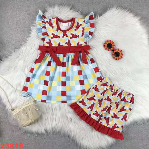 Girls' Colorful Short Sleeve Outfit Set
