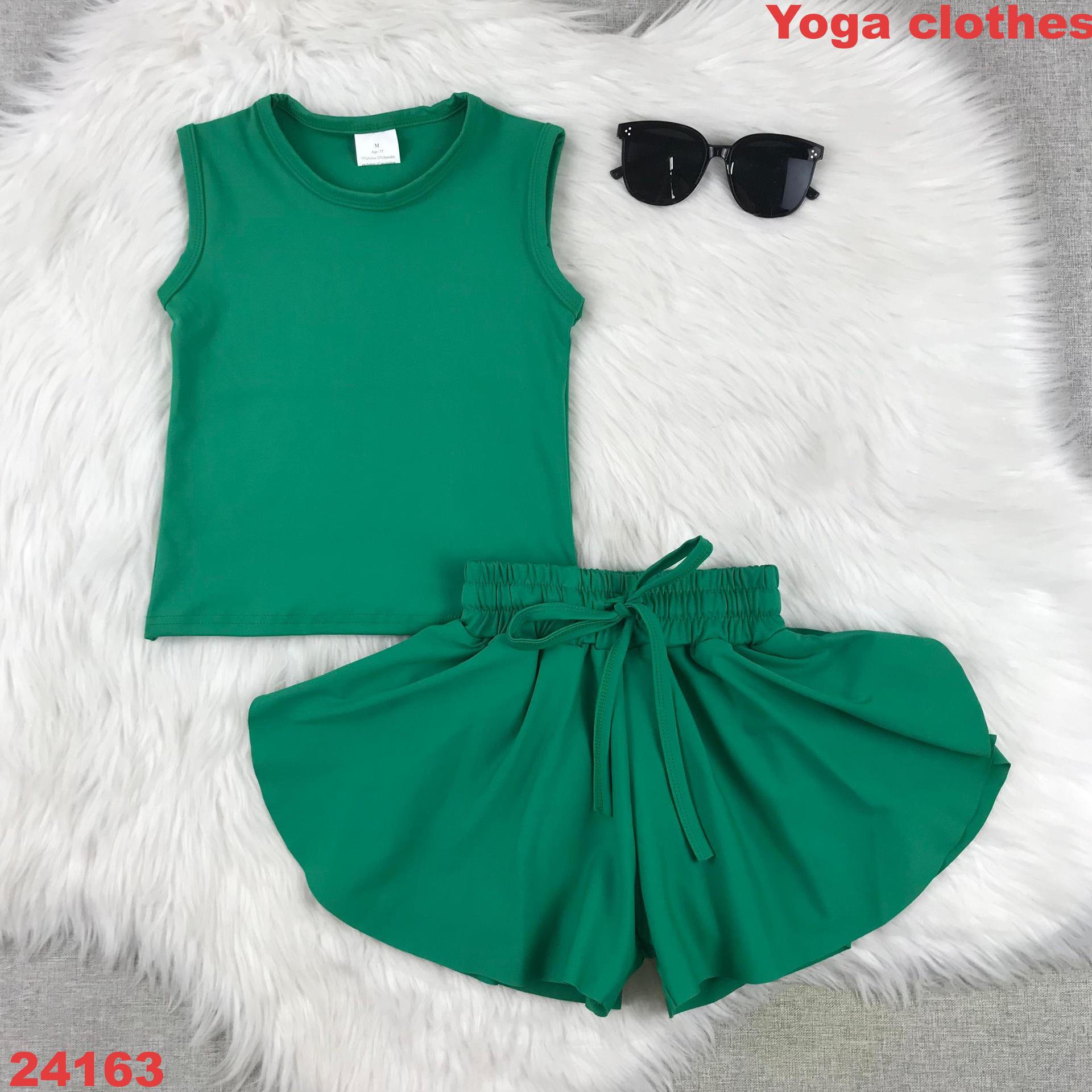 Sleeveless Top and Shorts Set in Green for Kids