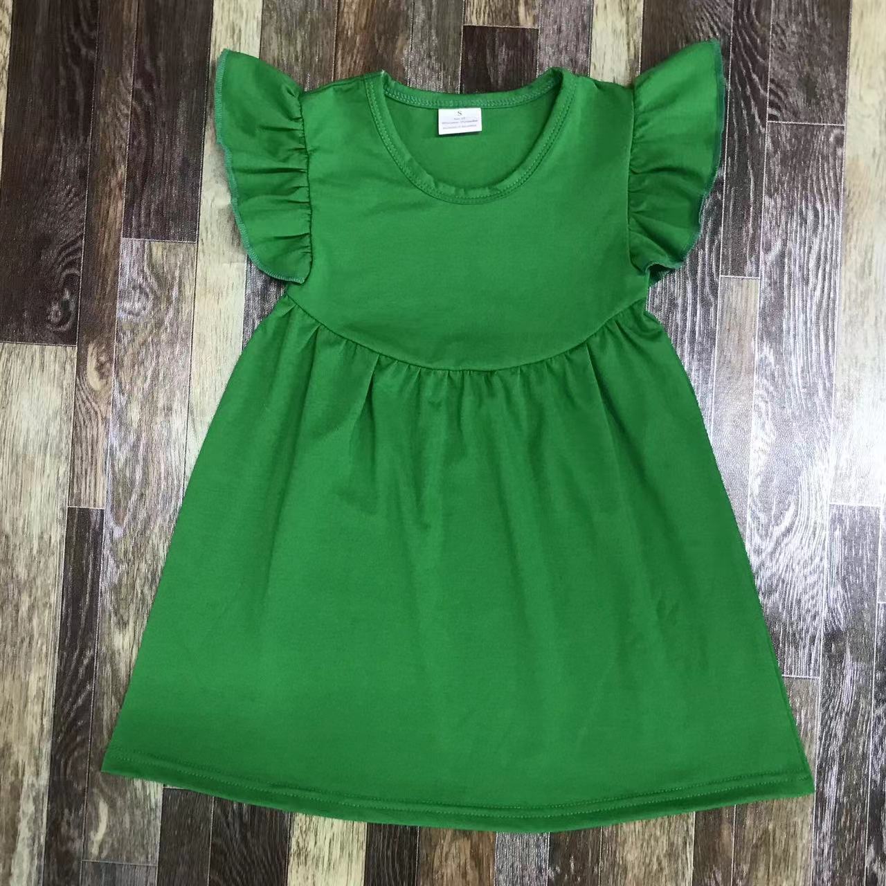 Green Flutter Sleeve Dress for Girls