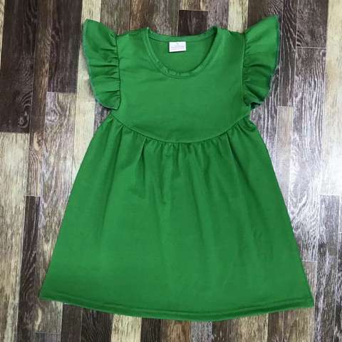 Green Flutter Sleeve Dress for Girls