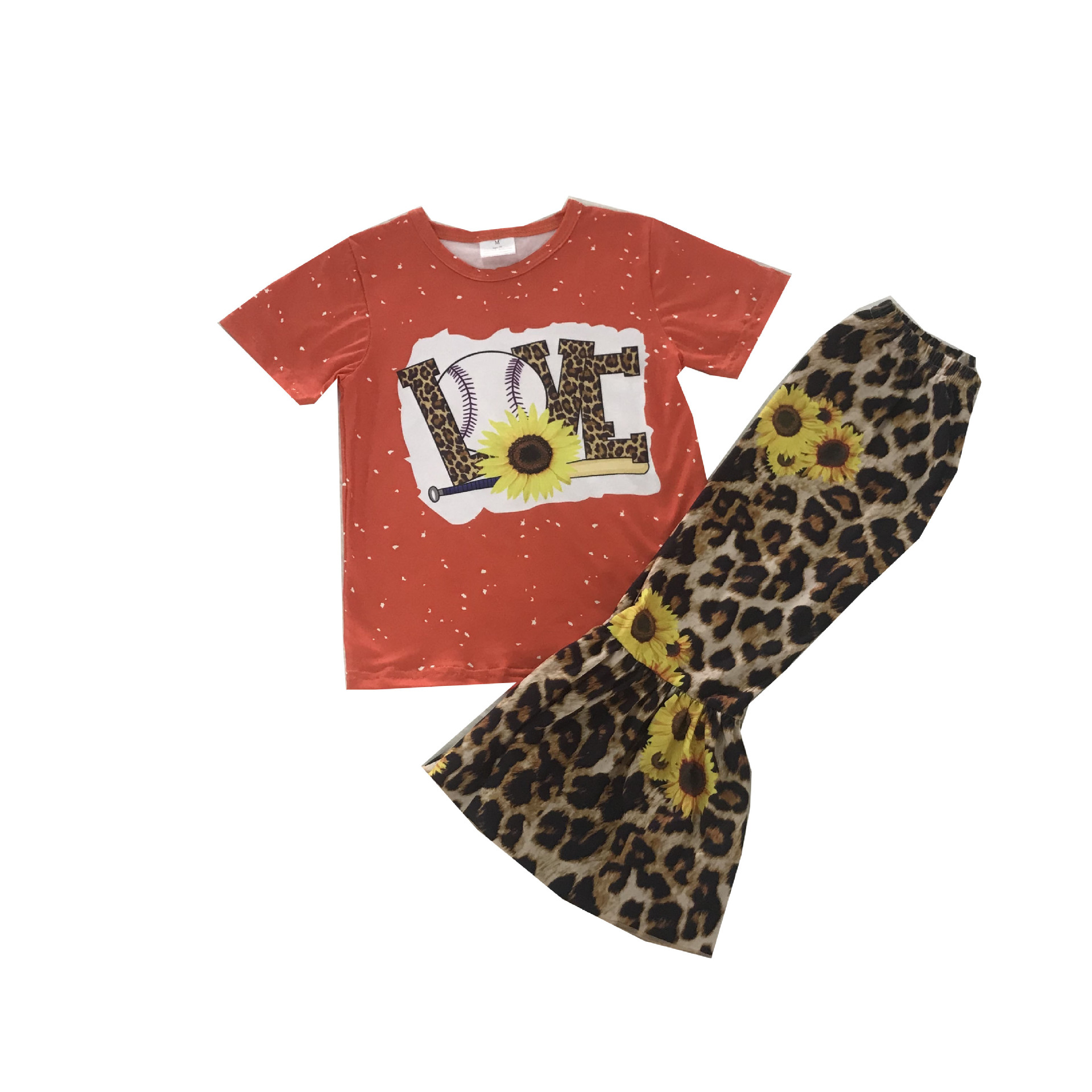 Children's Sunflower Leopard Print Short Sleeve Set