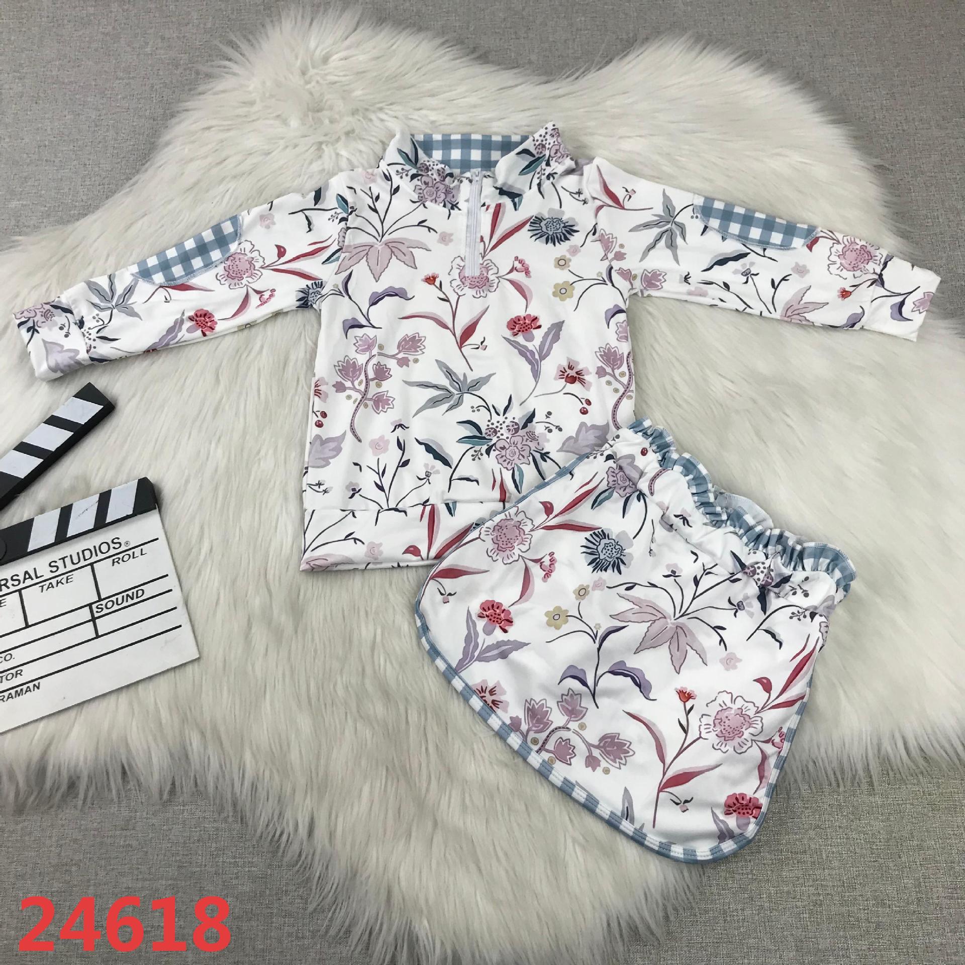 Floral Long Sleeve Top and Skirt Set