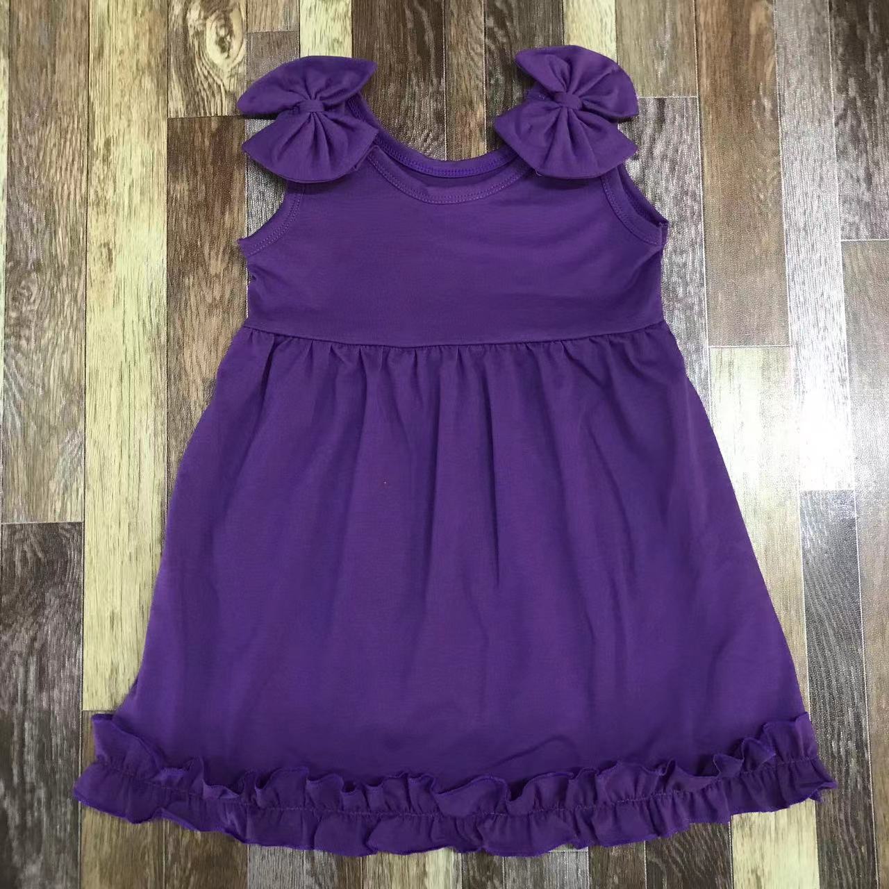 Sleeveless Purple Children's Dress with Bow Details