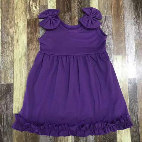 Sleeveless Purple Children's Dress with Bow Details