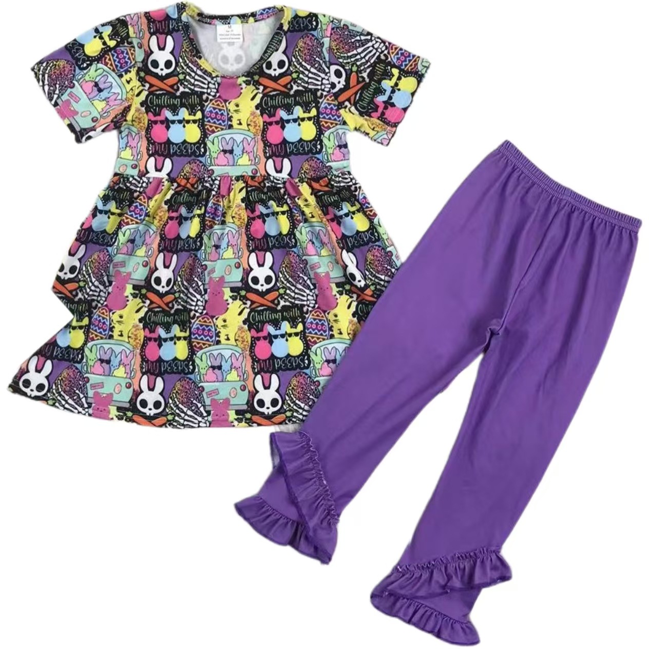 Girls' Short Sleeve Top and Ruffle Bottom Set