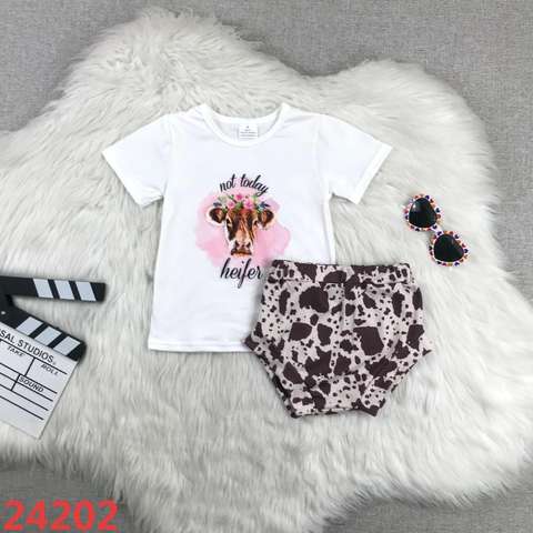 Children's Not Today Heifer Short Sleeve Outfit Set
