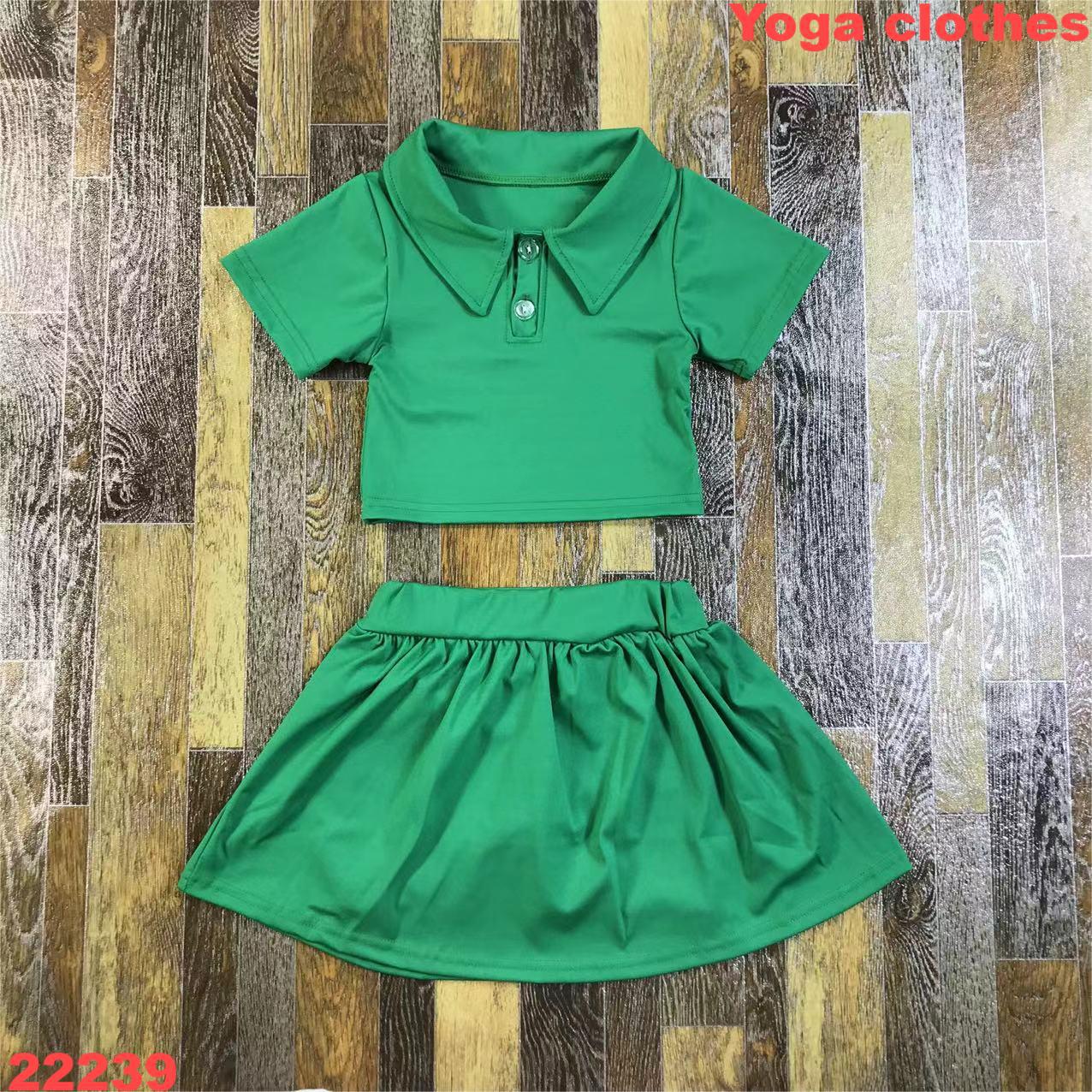 Green Short Sleeve Skirt Set