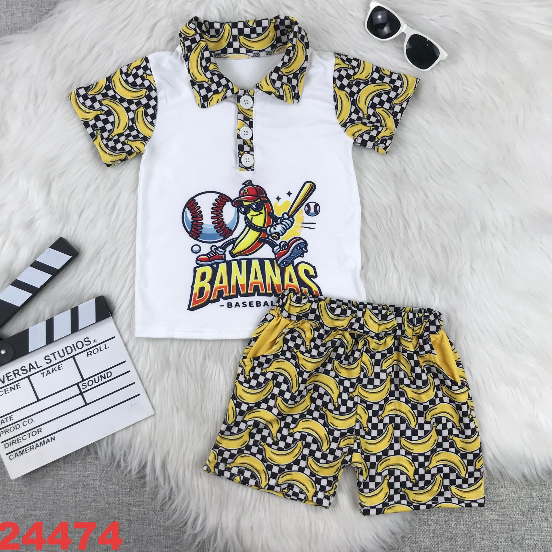 Banana Baseball Short Sleeve Set