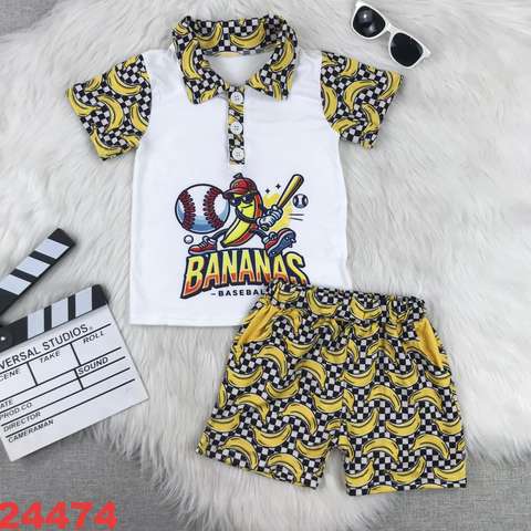 Banana Baseball Short Sleeve Set