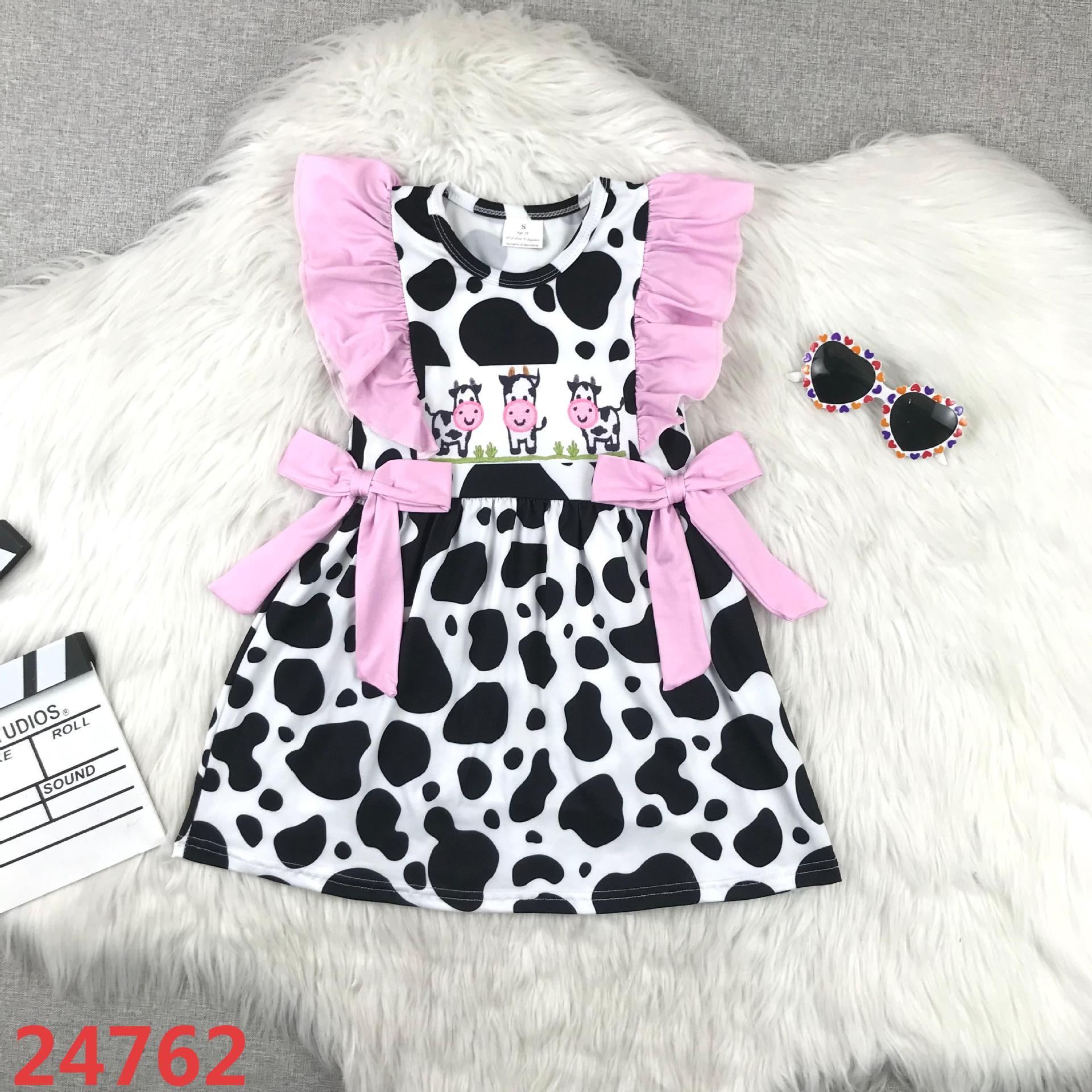 Cow Print Dress with Pink Ruffles