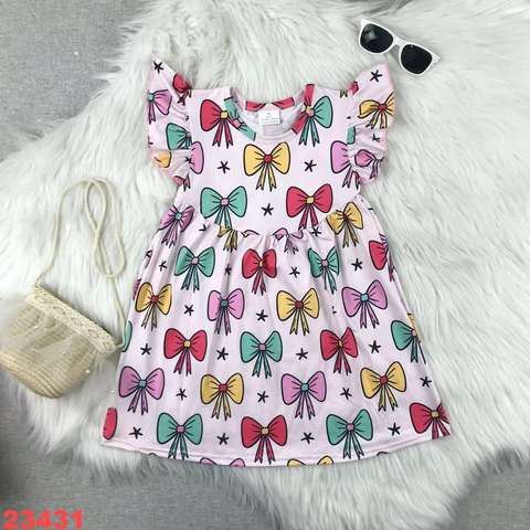 Colorful Bow Print Dress